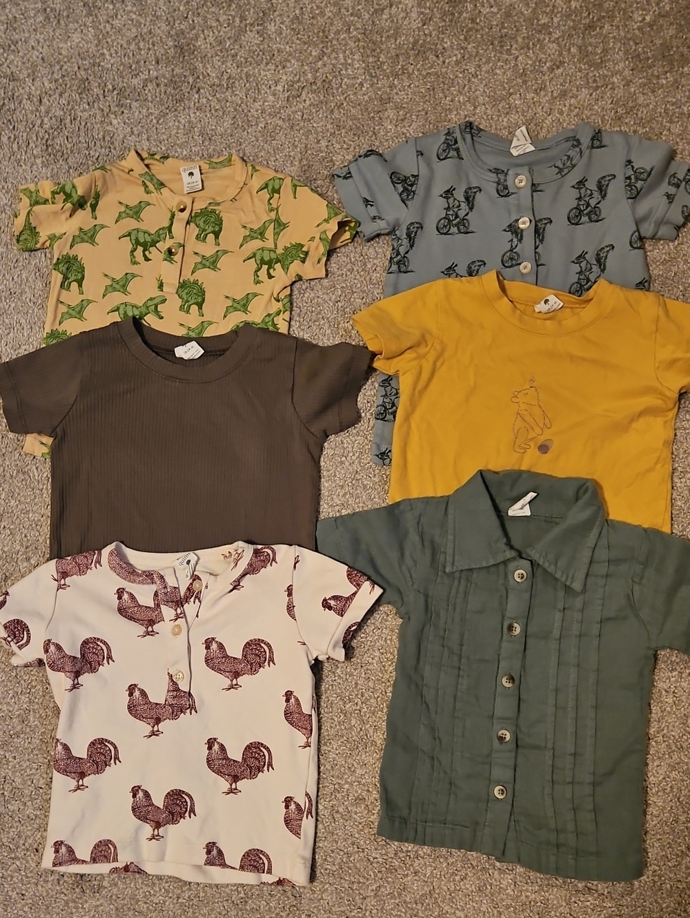 Kate Quinn 18-24M Shirt Lot 6 Cotton Bamboo Pooh Dinosaurs